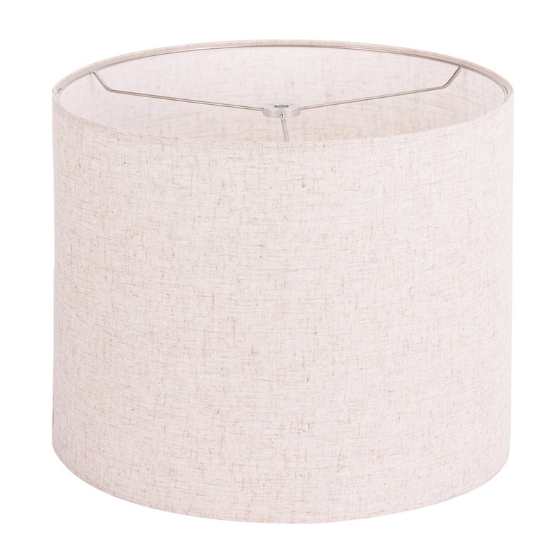 Wellmet 16"x16"x12" Assembly Required Lampshade for Table Lamp, Bedside Lamp, Floor Lamp, Fabric Drum Lampshade Classic Modern Style, Spider Fitter, Linen - Image 1